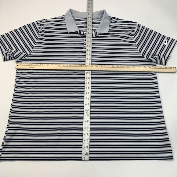Nike Shirt Men 2XL XXL Gray Navy Striped Dry Victory Polo Flat Seam Knit Dri Fit - Picture 6 of 12